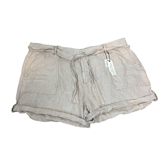 Sanctuary Standard Surplus 100% Linen Shorts Plus Size 24W Beige Khaki NWT - Picture 1 of 7